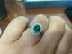 54 Bague en or blanc avec émeraude cabochon et diamant 58 Facettes BA 498