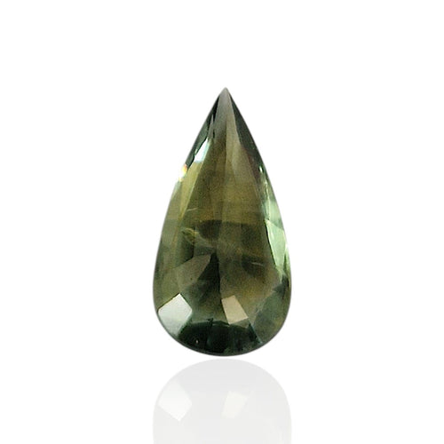 Saphir vert du Cameroun - Pierre goutte mixte 1,375 ct 58 Facettes #26-135-CRSPGT