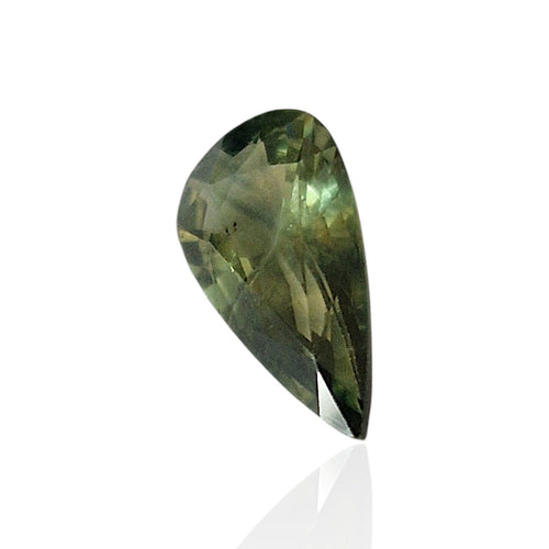 Saphir vert du Cameroun - Pierre goutte mixte 1,375 ct 58 Facettes #26-135-CRSPGT