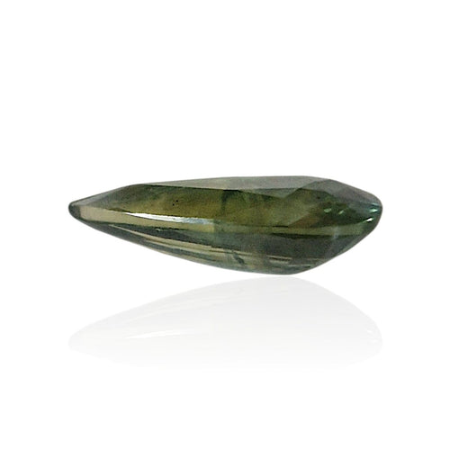 Saphir vert du Cameroun - Pierre goutte mixte 1,375 ct 58 Facettes #26-135-CRSPGT