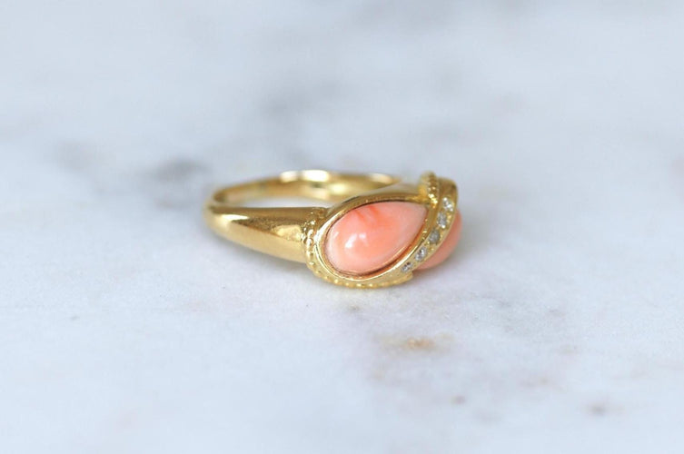 53 Jean & Pierre Bellin - Bague Toi et Moi en or jaune, corail et diamants 58 Facettes