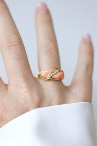 53 Jean & Pierre Bellin - Bague Toi et Moi en or jaune, corail et diamants 58 Facettes