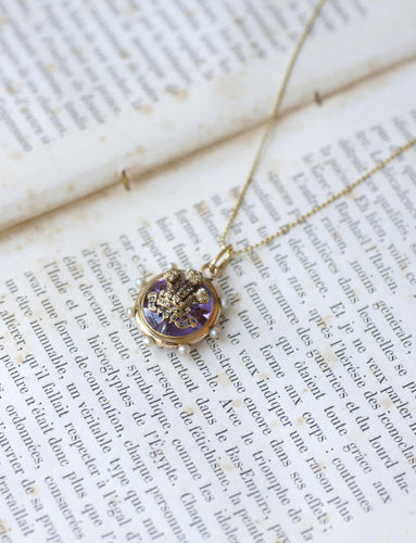 Pendentif ancien Pays de Galles en or rose, améthyste, perles et diamants 58 Facettes