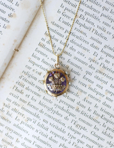 Pendentif ancien Pays de Galles en or rose, améthyste, perles et diamants 58 Facettes