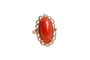 Bague 47 Bague en or jaune et cabochon de corail 58 Facettes Ref 2799