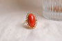 47 Bague cabochon en or jaune et corail 58 Facettes Ref2799