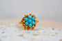 51 Bague fleur en or jaune et turquoises 58 Facettes 3238
