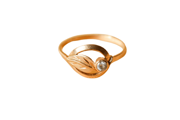 Bague 54 Bague Art nouveau en or jaune 14 carats avec oxyde 58 Facettes 3601