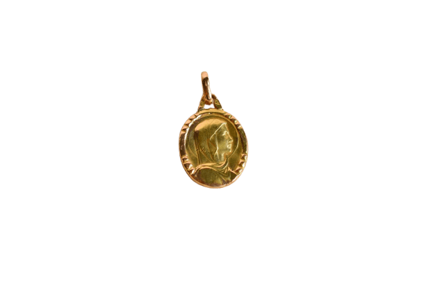 Médaille mariale en or jaune 18 carats