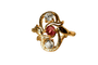 Bague 60 Bague Art nouveau en or jaune 18 carats et verre rose 58 Facettes 3780
