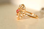 Bague 60 Bague Art nouveau en or jaune 18 carats et verre rose 58 Facettes 3780
