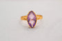 59 Bague améthyste taille navette en or jaune 18 carats 58 Facettes 3868