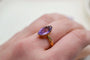 59 Bague améthyste taille navette en or jaune 18 carats 58 Facettes 3868