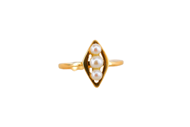 Bague 53 Bague navette en or jaune et perles de culture 58 Facettes 3904