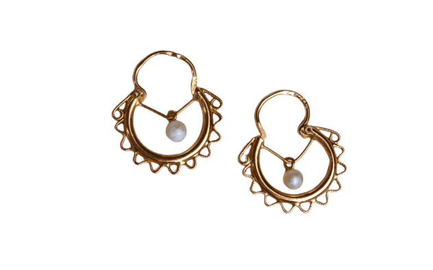 Créoles savoyardes - Boucles d'oreilles en or jaune et perles