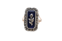 Bague 51 Bague victorienne en or rose, argent, émail et marcassites 58 Facettes 3953