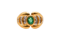 Bague 50 Bague nœud en or jaune 18 carats, émeraude et diamants 58 Facettes 3988