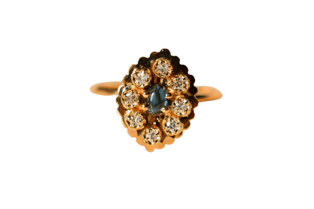 Bague 52 Bague Marguerite en or jaune 18 carats, saphir et diamants 58 Facettes 3743