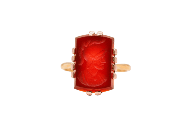 Bague 52 Bague en or jaune 18 carats et cornaline 58 Facettes Ref 4009