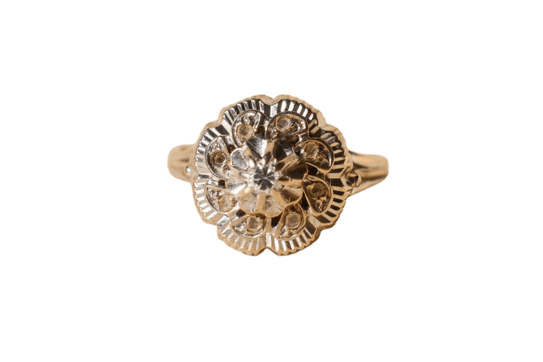 Bague 52 Bague fleur en or blanc 18 carats et diamants 58 Facettes 3971