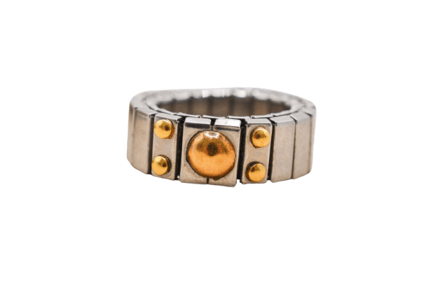 Bague 47 Bague élastique en acier et or jaune 18 carats 58 Facettes 3939