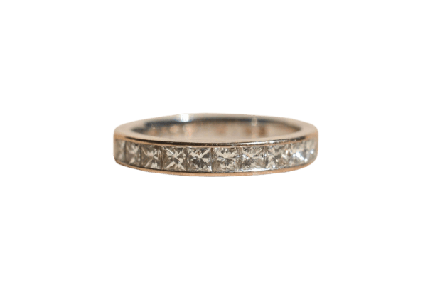 Bague 49 Alliance demi-américaine en or blanc 18 carats et diamants 58 Facettes 4047