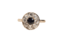 Bague 51 Bague fleur en or blanc, saphir et diamants 58 Facettes 4031