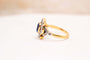 54 Bague polylobée en or jaune et blanc, doublet grenat et diamants 58 Facettes 4067