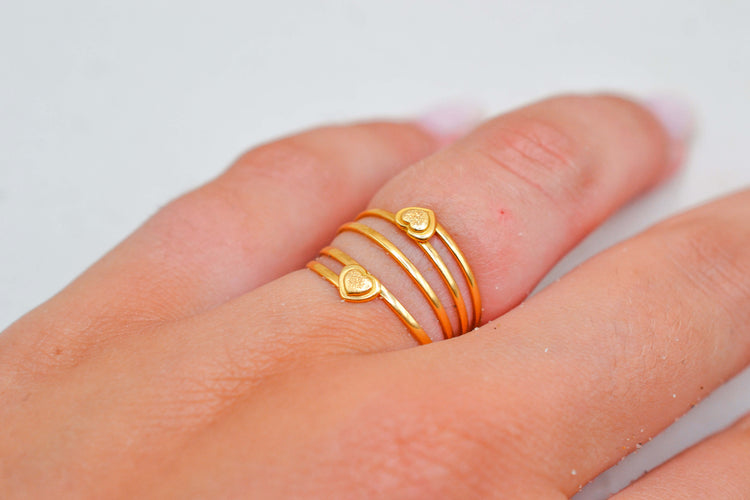 52 Bague multi-anneaux cœurs en or jaune 18 carats 58 Facettes 4123