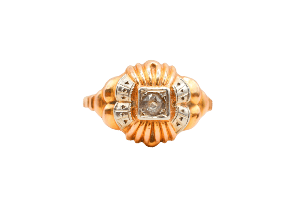 Bague 55 Bague Tank en or jaune et blanc 18 carats ornée d’un oxyde 58 Facettes 4086