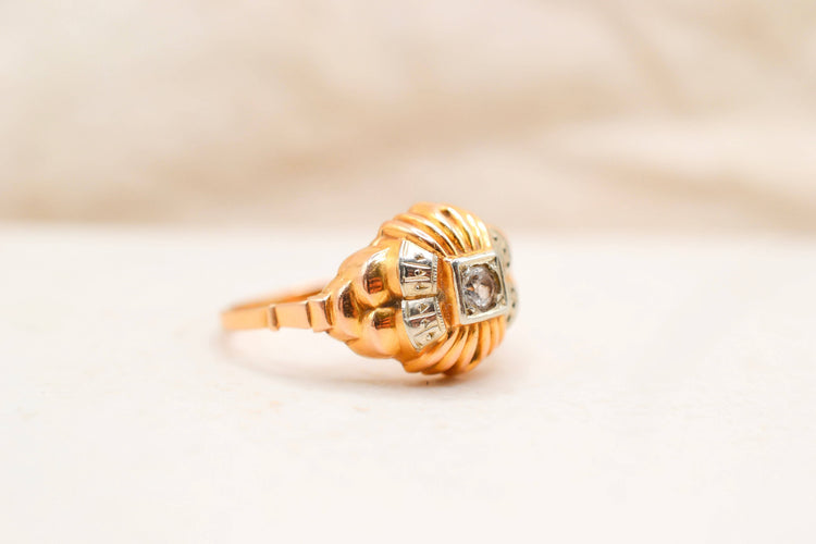 Bague 55 Bague Tank en or jaune et blanc 18 carats ornée d’un oxyde 58 Facettes 4086