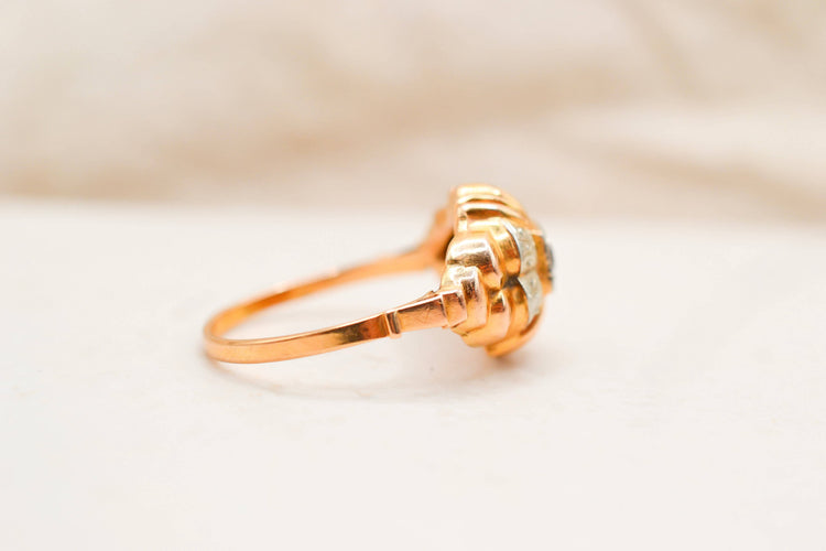 Bague 55 Bague Tank en or jaune et blanc 18 carats ornée d’un oxyde 58 Facettes 4086
