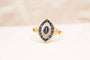 54 Bague navette en or jaune et blanc 18 carats, saphir et diamants 58 Facettes 4125