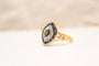 54 Bague navette en or jaune et blanc 18 carats, saphir et diamants 58 Facettes 4125