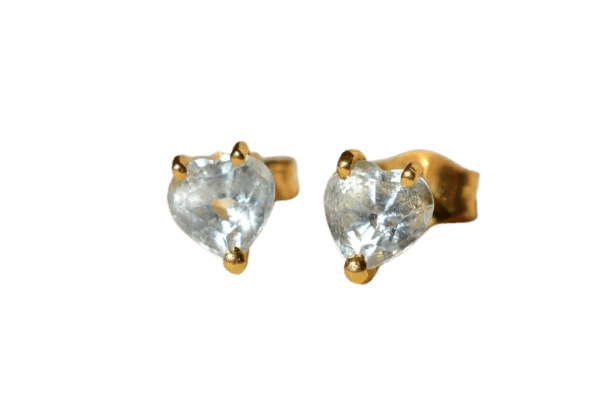 Boucles d'oreilles Boucles d'oreilles puces en or jaune et aigues-marines cœur 58 Facettes 3941