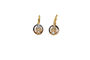 Boucles d'oreilles dormeuses rondes en or jaune, or blanc et perles