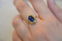 53 Bague ovale en or jaune 18 carats et pierre bleue 58 Facettes 3074