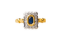 Bague 53 Bague marguerite rectangulaire en or jaune et blanc, saphir et diamants 58 Facettes 4136