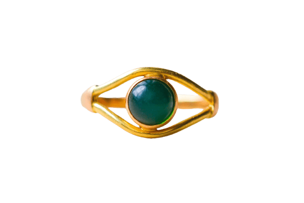 Bague 53 Bague en or jaune 18 carats cabochon vert 58 Facettes 4063