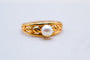53 Bague bandeau ajourée en or jaune et perle de culture 58 Facettes 3847