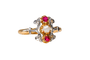 Bague 53 Bague fleuron en deux ors, rubis et diamants 58 Facettes 3735