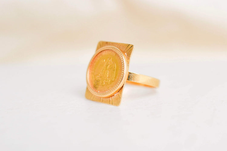 53 Bague pièce Dos Pesos mexicaine en or jaune 58 Facettes 666