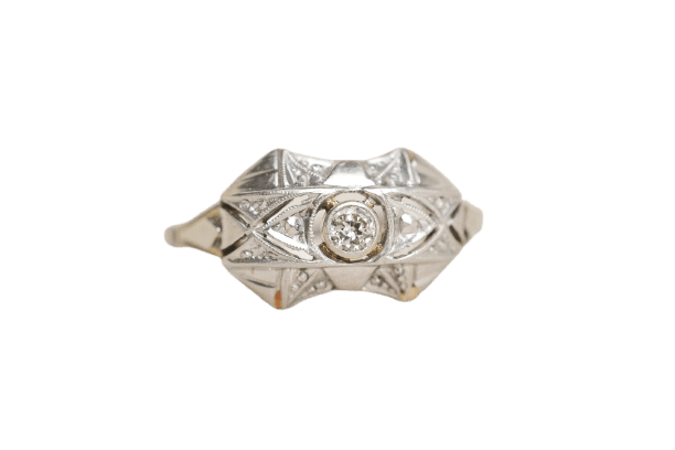 Bague 53 Bague Art déco en or blanc 18K et platine, diamant serti clos 58 Facettes 4121