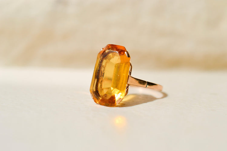 52 Bague cocktail en or jaune 14 carats et citrine 58 Facettes 4139