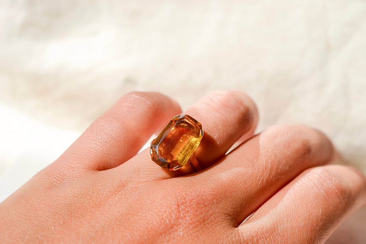 52 Bague cocktail en or jaune 14 carats et citrine 58 Facettes 4139