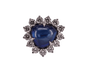 54 Bague halo en or blanc avec saphir de Ceylan et diamants 58 Facettes ME-SAPH-01