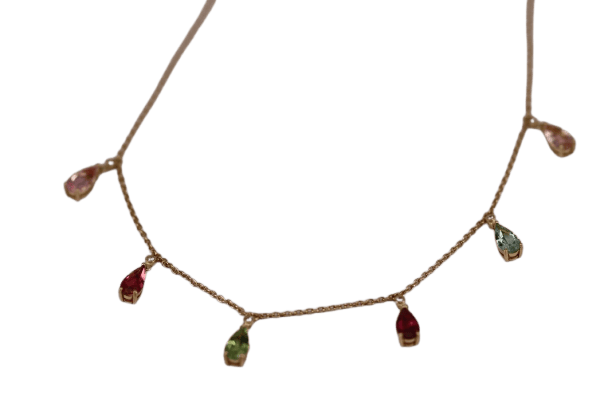 Collier en or jaune avec tourmaline et diamant 58 Facettes ME-TOUR-01