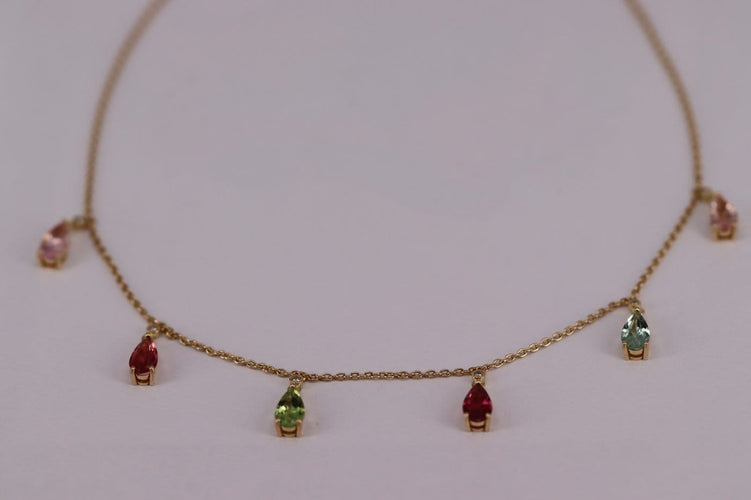 Collier en or jaune avec tourmaline et diamant 58 Facettes ME-TOUR-01