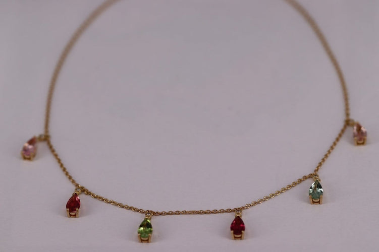 Collier en or jaune avec tourmaline et diamant 58 Facettes ME-TOUR-01