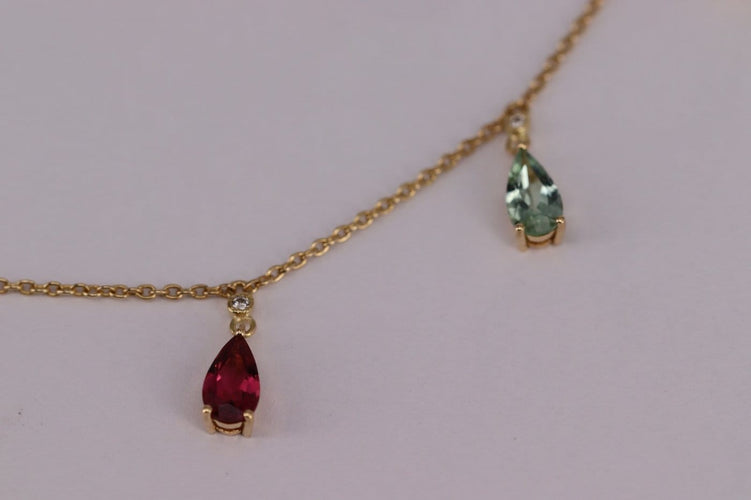 Collier en or jaune avec tourmaline et diamant 58 Facettes ME-TOUR-01